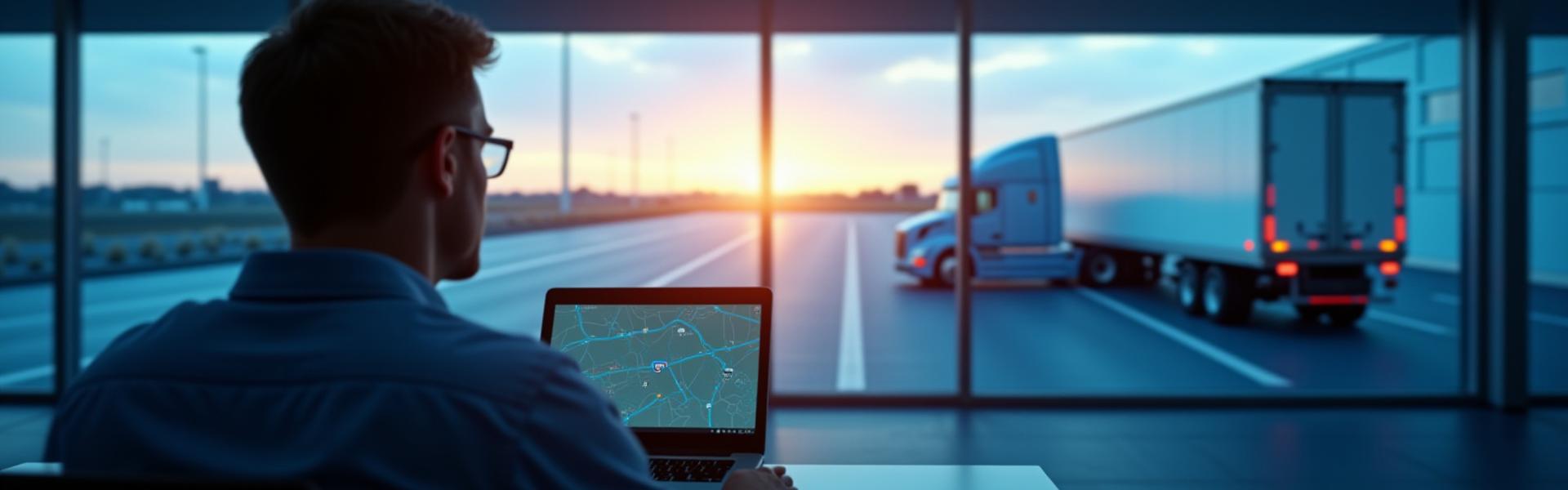 Logistics professional coordinating shipping routes in a modern office